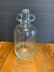 Vintage Clear Glass Wine Bottle with Handles One Half Gallon Textured Grape Desi