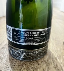 2 Segura Viudas Brut Reserva Heredad Cava Champagne Wine Bottle with Pewter Base