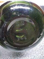 Vintage Green Glass Bubble Bottle Style Marked 348 G on Bottom