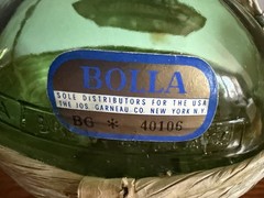 Vtg 1977 Bolla Valpolicella 1L Green Glass Wine Bottle Wicker/Raffia Wrapped