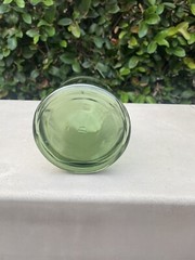 Vintage pressed green glass wine bottle, Embossed seal, Unique Shape￼