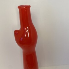 2017 HAPPY CAT FIGURAL RIESLING WINE BOTTLE RED KITTY KITTEN VASE EMPTY 13&Prime;