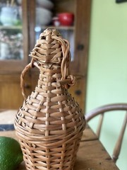 VINTAGE Wicker Covered Wine Bottle~SMALL 7”~MINT CONDITION*ORIGINAL CORK~Ex COND
