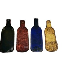 4 Slumped MeltedFlattenedWine Bottle Cheese TraySpoon Rest, Glass Plates