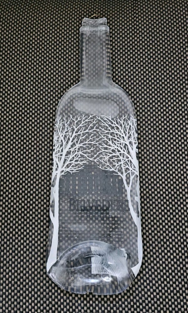 Flat Clear Glass Wine Belvedere Bottle | Pressed / Melted | Wall Art