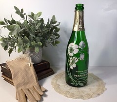 Vintage Perrier-Jouet Fleur De Champagne Bottle~1976~Hand Painted Flowers~Empty~