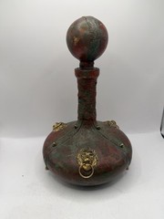Vintage Antique Italian Leather Wrapped Wine Decanter Empty Made In Italy Unique
