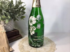 Vintage Perrier-Jouet Fleur De Champagne Bottle~1976~Hand Painted Flowers~Empty~