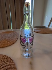 LE VIN French Wine Glass Bottle Porcelain Stopper Vintage Art Nouveau