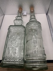 Williams Sonoma Wine Bottle Decor Clear Decanter Pressed Glass Bottle Set Of 2
