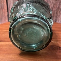 Clear Blue Green Grape Vineyard Design Wine Bottle 9” tall Rare Vintage