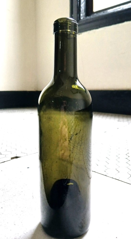 vtg dark green wine bottle blown/no seams 1910s or 20s