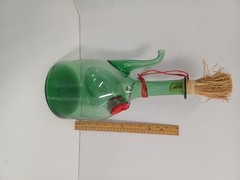 Vintage MCM Italian Hand Blown Green Wine Decanter w/ice Chamber Stopper 13&Prime; EUC