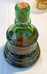 Vintage Rare Chianti Wine Bottle Decanter Lantern Oil Lamp Amber Green Glass 15&Prime;