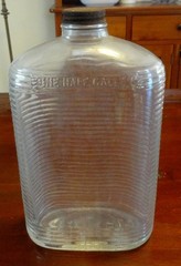 Vintage One Half Gallon Owens-Illinois Ribbed Clear Glass marked WINE with cap