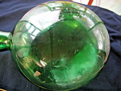 BOLLA BREVETTATA GREEN GLASS WINE BOTTLE 15 » X 10 » X5 » CAPACITY 4 LITERS