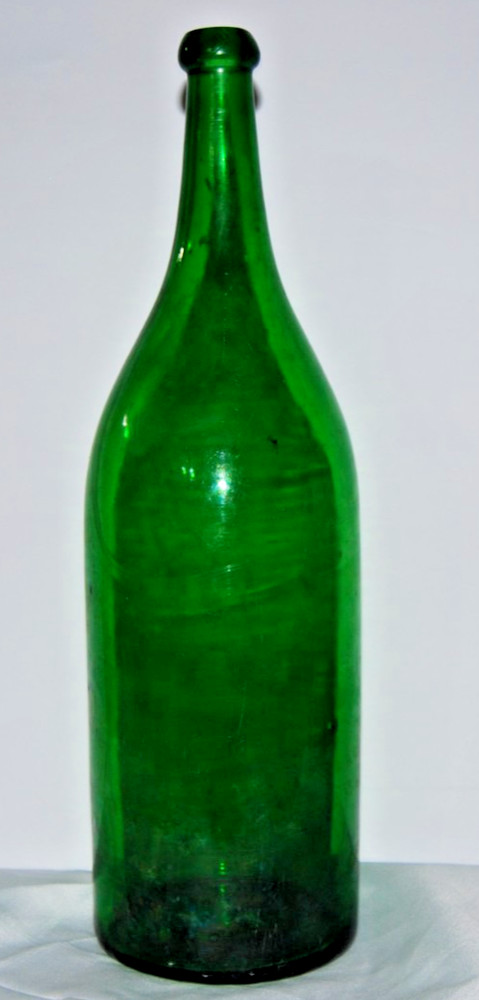 Vintage 14.5&Prime; Emerald Green Glass Bottle Large Magnum Wine Cider Blob Top Decor