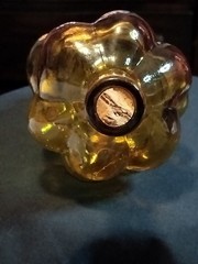 Vtg Amber Chianti Bottle w/ Cork MCM 1970s Hand Blown Glass Grape Bunch Shape