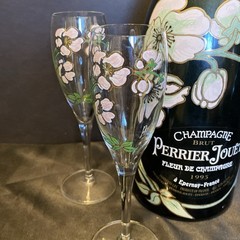1.5L 1995 Perrier Jouet Brut Fleur de Champagne Empty Bottle W/ 4 Glasses
