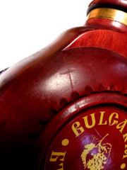 BULGARIAN Wooden Wine Bottle Decanter w/ Top & Stopper, 10-1/4&Prime; Tall