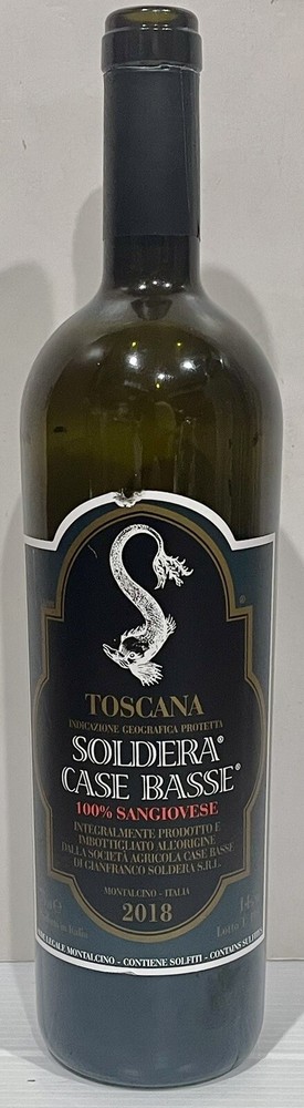 SOLDERA CASE BASSE 100% SANGIOVESE 2018 EMPTY RED WINE BOTTLE MONTALCINO ITALY