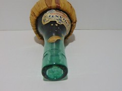 Tenuta Belvedeere Chianti Blue Glass Wine Bottle In Woven Basket 1 Pint Empty