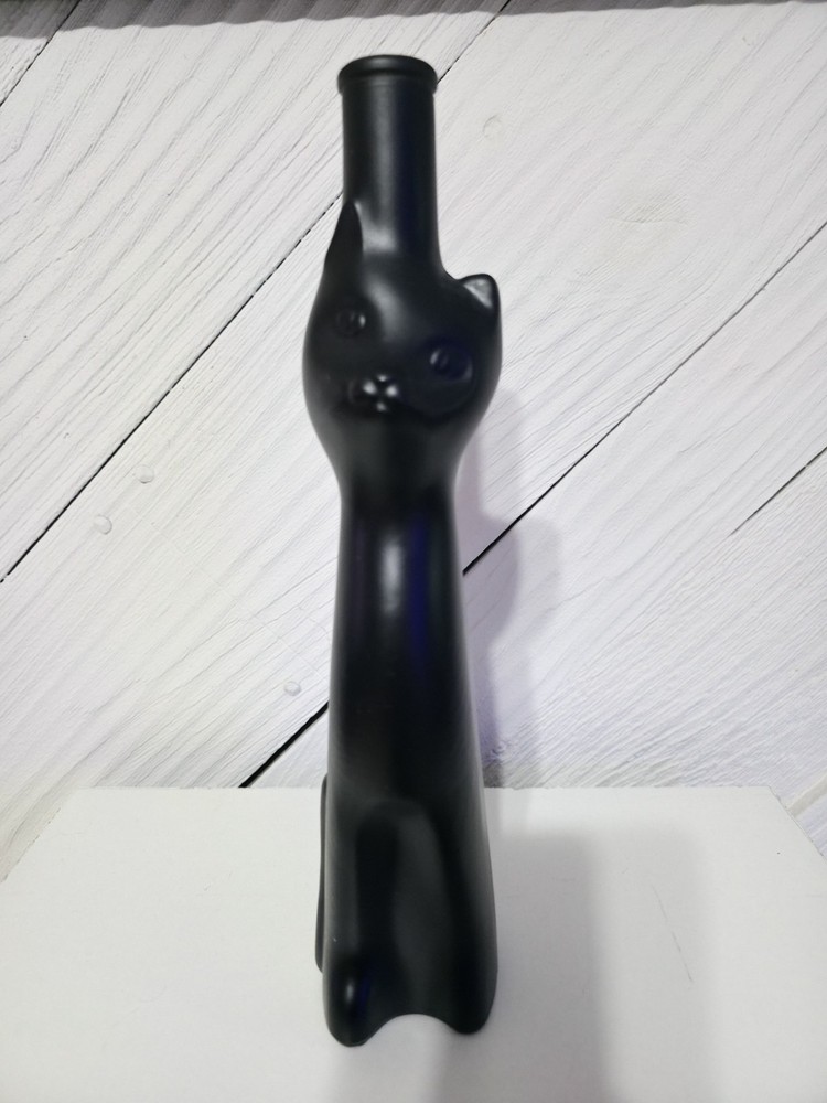 Mosel Black Happy Cat Riesling Wine Bottle Empty 13” Vase Halloween Decor 2003