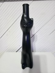 Mosel Black Happy Cat Riesling Wine Bottle Empty 13” Vase Halloween Decor 2003