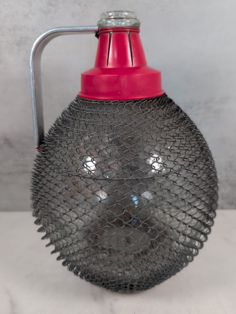 Dame Jeanne Verac La Bridoire SGDG French Demijohn Mesh Covered Wine Bottle
