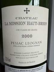 3L Jeroboam Empty Châteaux La Mission Haut-Brion 2000 Millennium Vintage Bottle