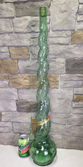 MCM Italian Chianti Wine Embossed Twisted Green Glass Bottle Mazzoni 32&Prime; Import