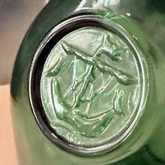 Antq CROFT Port Wine Bottle Embossed Nautical Ship Emerald Green Glass c.1900