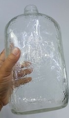 VTG Half Gallon Garretts American Wine CLR Glass Bottle Embossed Grapes 10&Prime; Tall
