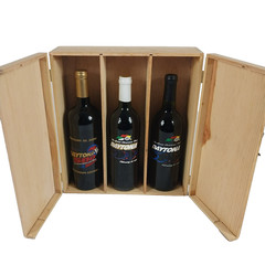 Vintage Winery Crate Wooden Box etched Glass Bottles(empty)