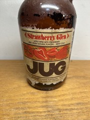 Brown & Cream Vintage Ceramic Jug ~ STRAWBERRY GLEN WINE JUG ~ Original Label*