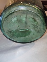 Vintage French Viresa Bottle Demijohn Wine Jug 12&Prime; Green Glass Marked « J »