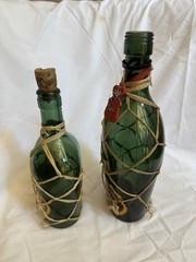 Vintage Lagosta Rosé Wine Bottle Pair Portugal Raffia Covered 2 Sizes