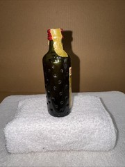 VTG Dubonnet An Aperitif Wine Mini Green Glass With Dimples Liquor Bottle EMPTY