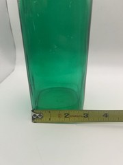 Vintage GLASS WINE BOTTLE Hermetic Lid Green 1L 34 oz. ITALY Rectangular Used