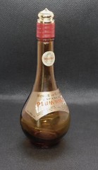 Vintage Small Amber Glass Bottle House of Kashu Japanese Plum Wine w/ Label, Lid