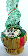 Vintage Italian Chianti Wine Bottle 20 Inch Green Glass With Rattan & Cork