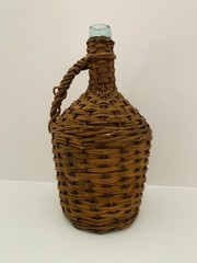 Wicker Wrapped Clear Glass Bottle 13&Prime;
