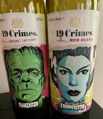 Frankenstein & Bride Universal Monsters 19 Crimes Empty Wine Bottles set of 2