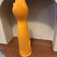 Moser Riesling Orange Satin Glass Cat Empty Wine Bottle No Stopper13 Inches High