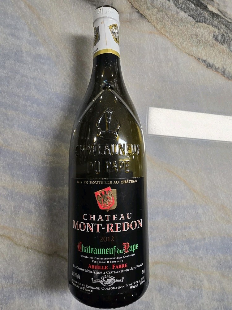 Empty bottle Chateauneuf Du Pape 2012 Chateau Mont-Redon France