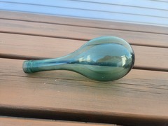 Hand Blown Green Glass Antique Tall Round Bottom Wine Liquor Bottle