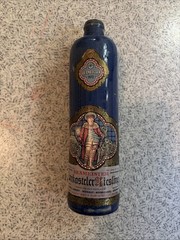 Vintage Beameister Empty Stoneware German Riesling Wine Bottle 11&Prime; Tall Blue