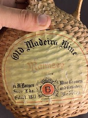 Old Mudeira Wine Maimsey Sweet Wicker Wrapped Empty Bottle Portugal