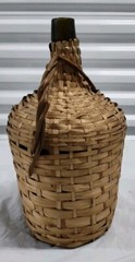 Rare GARIBALDI Wine Jug Demijohn Amber/Green Glass Wicker Wrapped Brazil VTG 60s