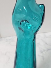 Rheinhessen Riesling Cats Bottles 1 Black & 1 Teal Blue 13&Prime; H